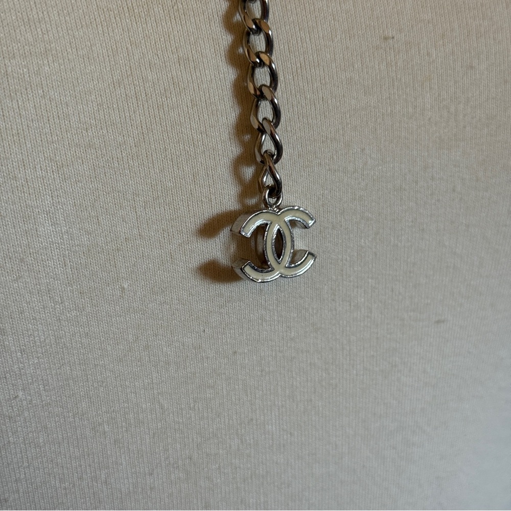 ❤️ Authentic Chanel Resin Lacquer White & Silver Chain Belt OR NECKLACE! CC Logo - Picture 9 of 10